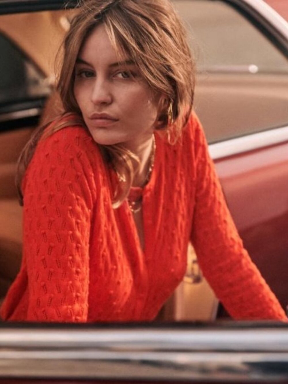 Sezane Philippe Jumper Cardigan Sweater Size Small Coral Red - Picture 6 of 15